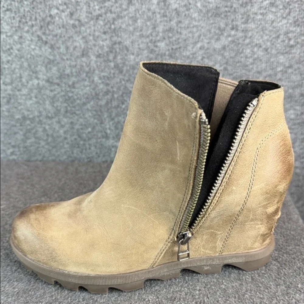 Sorel‎ Joan of Arctic Wedge II Leather Side Zip Ankle Booties Boots Size 8